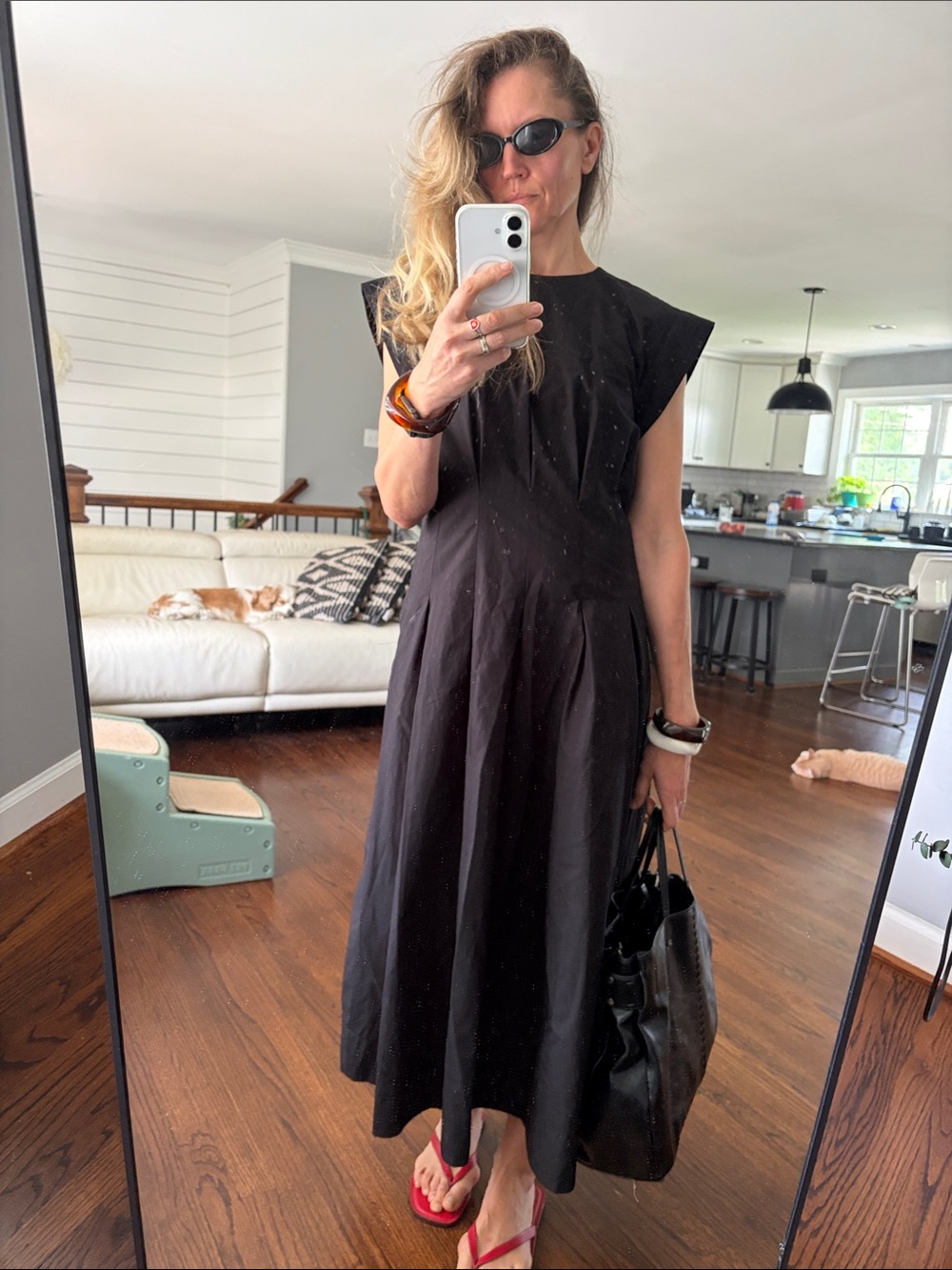 Zara Black Midi Dress with Structured Shoulders
